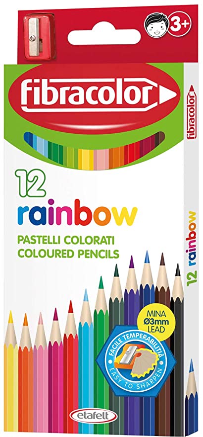 FIBRACOLOR Rainbow Colouring Pencils x12 - Complete Supplies