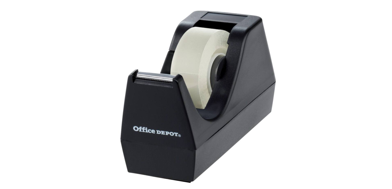 Office Depot Tape Dispenser Black + 6 Invisible Tape Rolls Complete